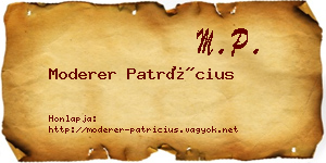 Moderer Patrícius névjegykártya